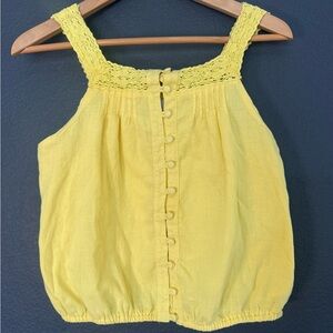 Yellow Sleeveless Button-Up Top